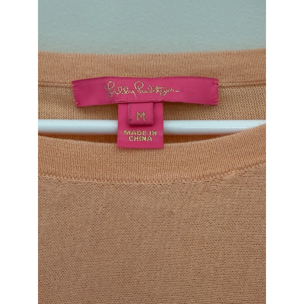 Lilly Pulitzer Dana CoolMax Sweater M Peach Colorblock Knit - Picture 3 of 5
